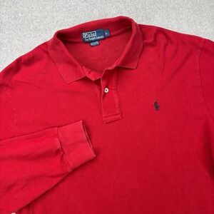 Vintage Polo Ralph Lauren Interlock Knit Jersey Shirt Mens Large Red Holiday Y2K